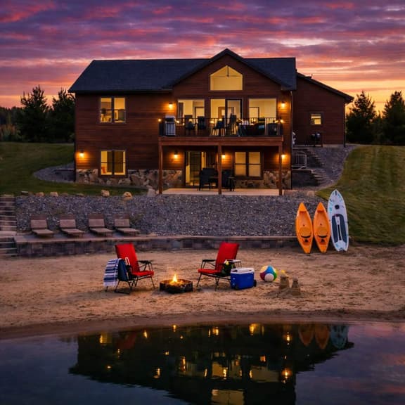 Beach Lake Oasis | Private Beach • Kayaks • Firepit • Game Room