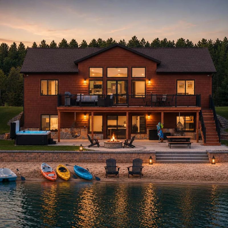 Lakefront Home w/Hot Tub & Beach – Sleeps 20